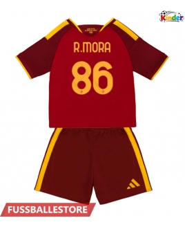 Günstige AS Roma Rodrigo Mora #86 Heimtrikotsatz Kinder 2026-27 Kurzarm (+ Kurze Hosen)